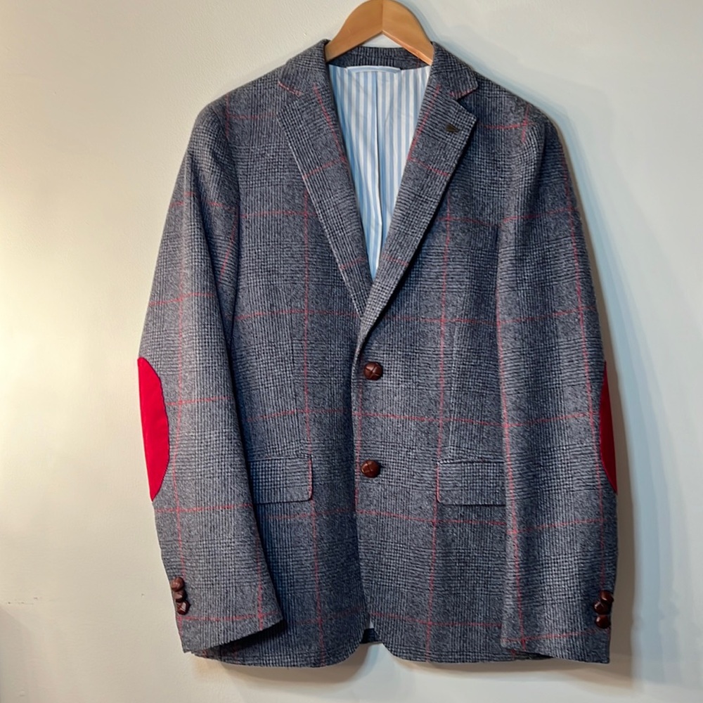 Men’s wool blazer with red accents. Exclusive collab of Gant & Michael Bastian.